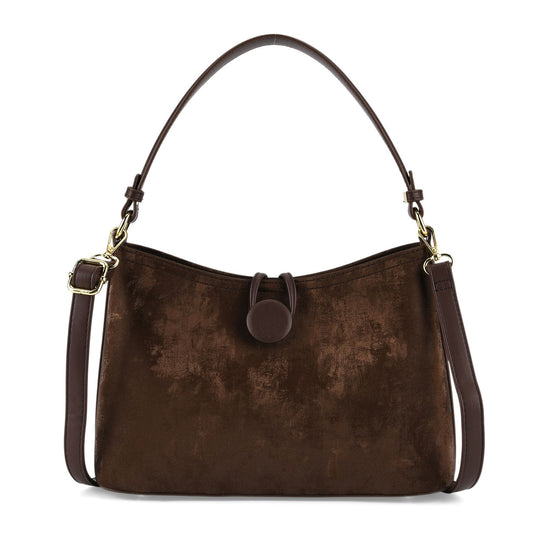 Crossbody Taschen Set 2 teilig mit Reißverschlussfach und Innenfach 30 x 12 x 20 cm Dunkelbraun
