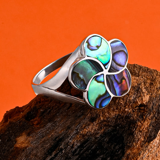 D'Joy Royal Bali Abalone Muschel Ring 925 Silber (Größe 18.00)
