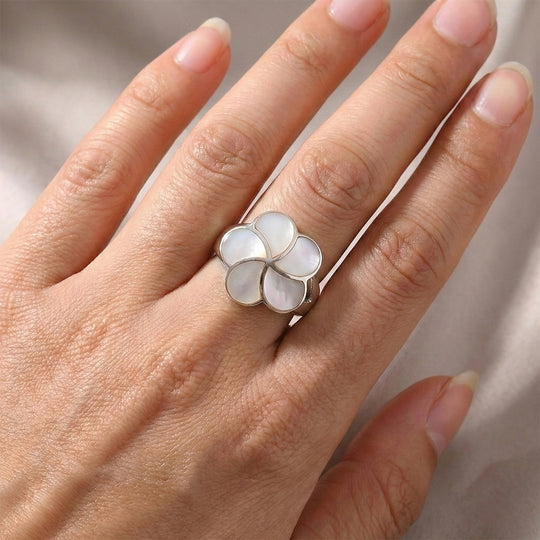 D'Joy Royal Bali Perlmutt Ring 925 Silber (Größe 17.00)
