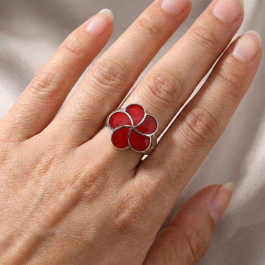 D'Joy Royal Bali Koralle Ring 925 Silber (Größe 16.00)
