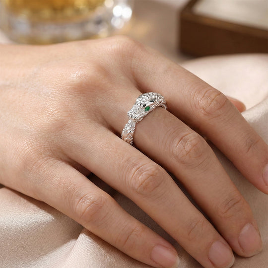 D'Joy Royal Bali Kolumbianischer Smaragd Drache Ring 925 Silber (Größe 16.00)