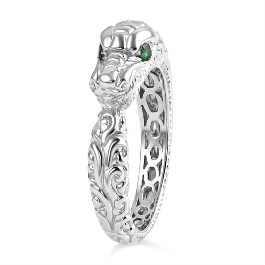 D'Joy Royal Bali Kolumbianischer Smaragd Drache Ring 925 Silber (Größe 16.00)