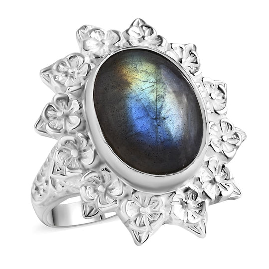 D'Joy AAA Labradorit Ring 925 Silber (Größe 21.00) ca. 6,02 ct