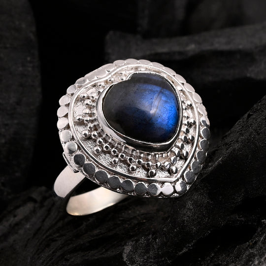 D'Joy Labradorit Ring 925 Silber (Größe 19.00) ca. 6.50 ct