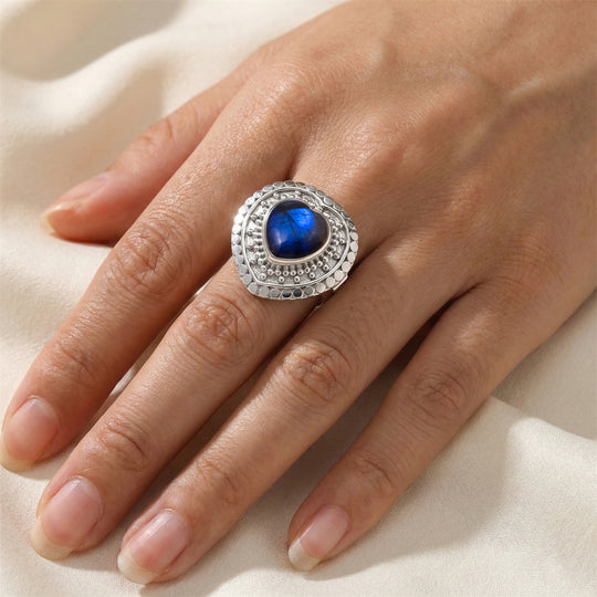 D'Joy Labradorit Ring 925 Silber (Größe 19.00) ca. 6.50 ct