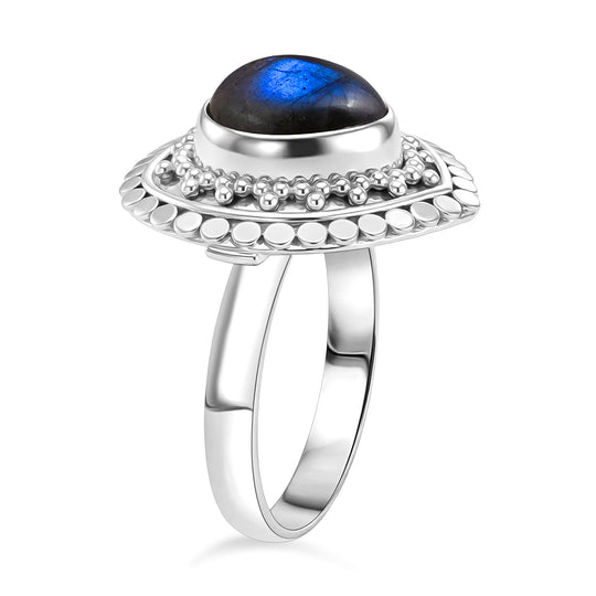 D'Joy Labradorit Ring 925 Silber (Größe 19.00) ca. 6.50 ct