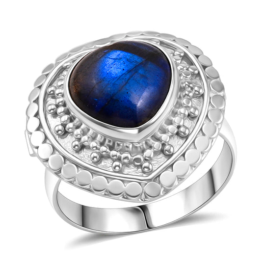 D'Joy Labradorit Ring 925 Silber (Größe 19.00) ca. 6.50 ct