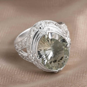 D'Joy AA Prasiolith (16x12mm) Ring 925 Silber (Größe 21.00) ca. 8.70 ct
