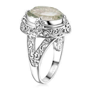 D'Joy AA Prasiolith (16x12mm) Ring 925 Silber (Größe 21.00) ca. 8.70 ct