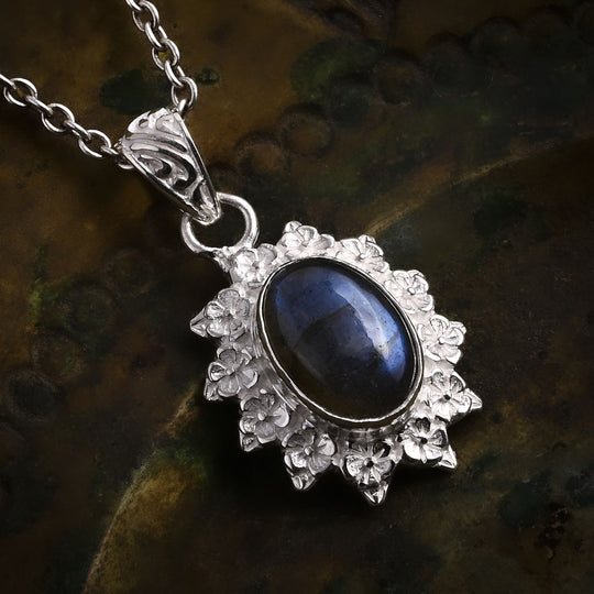 D'Joy Labradorit Anhänger 925 Silber ca. 5.96 ct