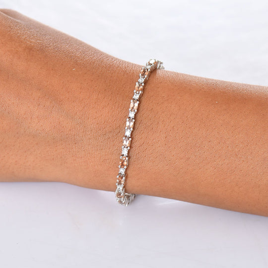 D'Joy AA Andalusit, Weißer Zirkon Armband ca. 19 cm 925 Silber rhodiniert ca. 7,23 ct.