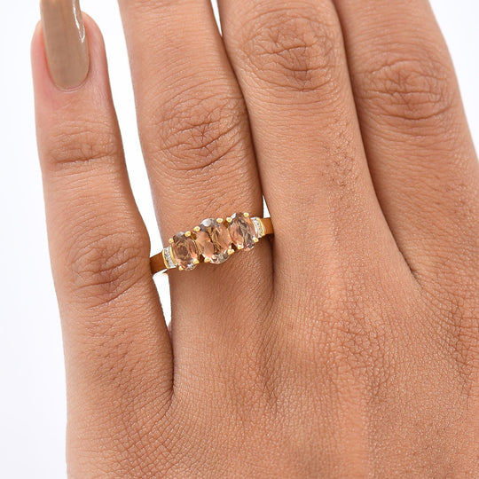D'Joy AA Andalusit Ring 925 Silber 750 Gelbgold Vermeil (Größe 20.00) ca. 1,70 ct