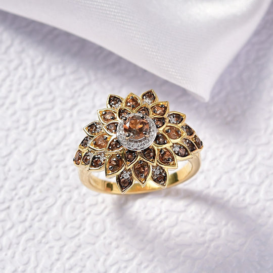 D'Joy AA Andalusit Ring 925 Silber 750 Gelbgold Vermeil (Größe 18.00) ca. 1,06 ct