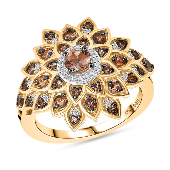 D'Joy AA Andalusit Ring 925 Silber 750 Gelbgold Vermeil (Größe 18.00) ca. 1,06 ct