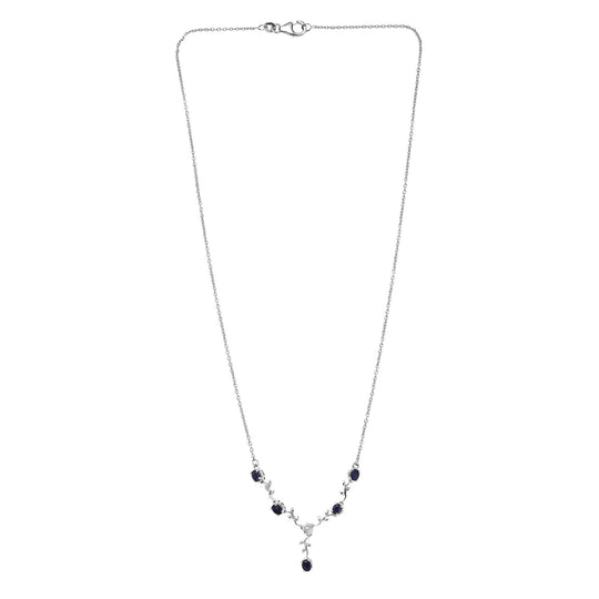 D'Joy Masoala Saphir (Fissure gefüllt) Halskette ca. 45 cm 925 Silber platiniert ca. 0.48 ct