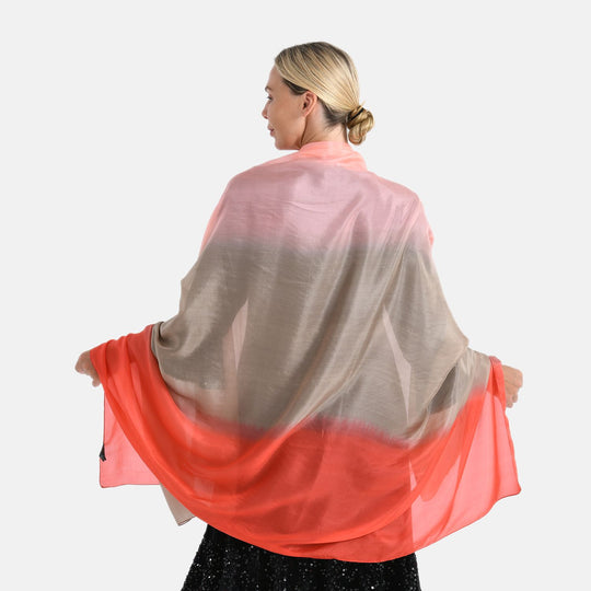 LA MAREY Signature Seidenschal aus 100% Maulbeerseide, 110 x 180 cm, Braun Rot