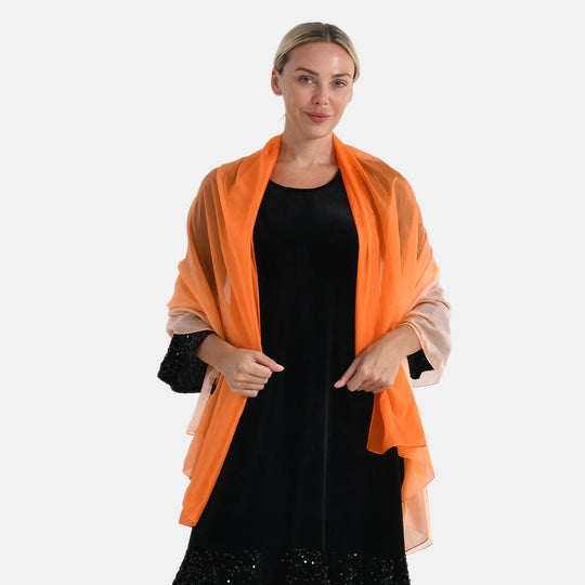 LA MAREY Signature Seidenschal aus 100% Maulbeerseide, 110 x 180 cm, Braun Rot