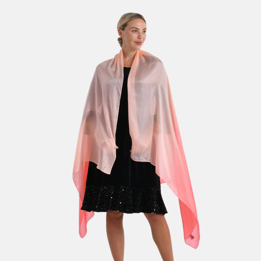 LA MAREY Signature Seidenschal aus 100% Maulbeerseide, 110 x 180 cm, Braun Rot