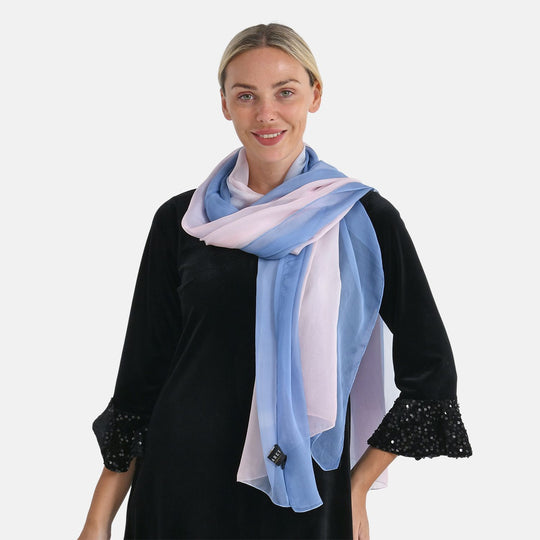 LA MAREY Signature Seidenschal aus 100% Maulbeerseide, 110 x 180 cm, Blau