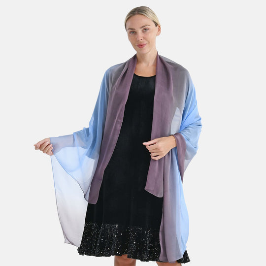 LA MAREY Signature Seidenschal aus 100% Maulbeerseide, 110 x 180 cm, Blau