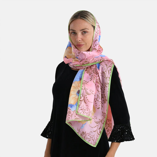 LA MAREY Signature Seidenschal aus 100% Maulbeerseide, 55 x 170 cm, Altrosa
