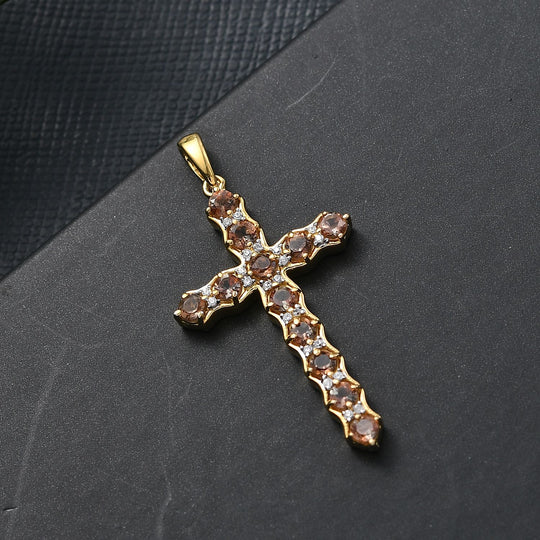 D'Joy AA Andalusit, Weißer Zirkon Anhänger 925 Silber 750 Gelb Vergoldet ca. 1,03 ct.