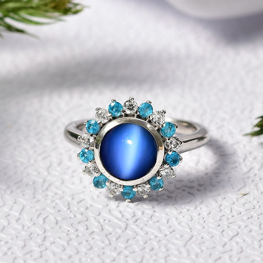 D'Joy Aurora Mondstein, Weißer Zirkon Ring 925 Silber rhodiniert (Größe 19.00) ca. 2,99 ct