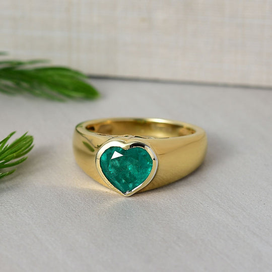 D'Joy Smaragd-Quarz Triplette Ring 925 Silber 750 Gelb Vergoldet (Größe 19.00) ca. 2,18 ct