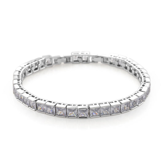 Weißer Zirkonia Armband ca. 18 cm mit 2.5 cm extender, goldfarben