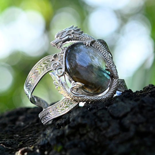 D'Joy Royal Bali - Labradorit Armreif ca. 19 cm 925 Silber ca. 75.31 ct 54.21g 75.31 ct