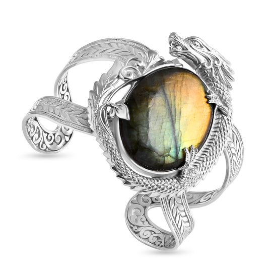 D'Joy Royal Bali - Labradorit Armreif ca. 19 cm 925 Silber ca. 75.31 ct 54.21g 75.31 ct