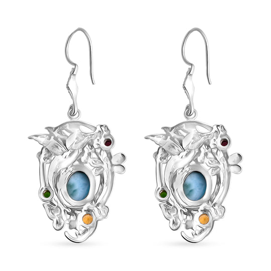 D'Joy Royal Bali Larimar, Citrin Ohrringe 925 Silber ca. 9.76 ct