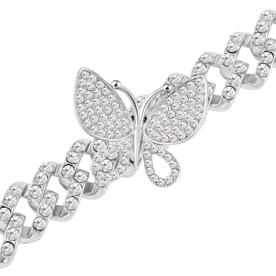 DESIGNER INSPIRIERT Weißer Kristall Armband ca. 19 cm, Silberfarben