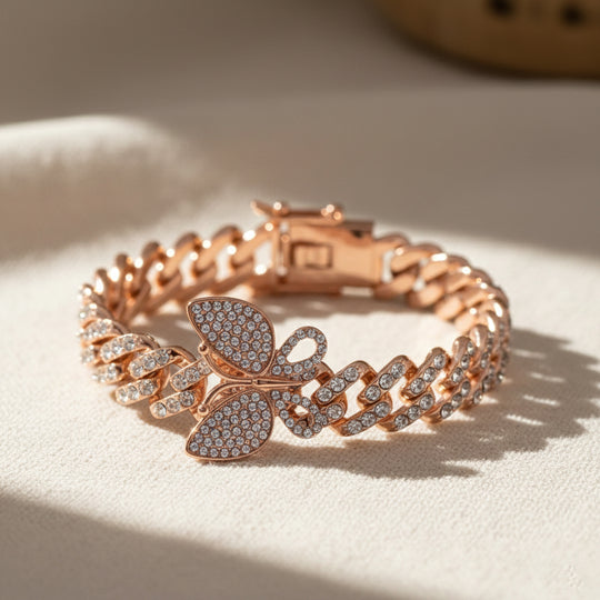Weißes Kristall 19cm Armband im Designer-Stil, Legierung in RoseTon