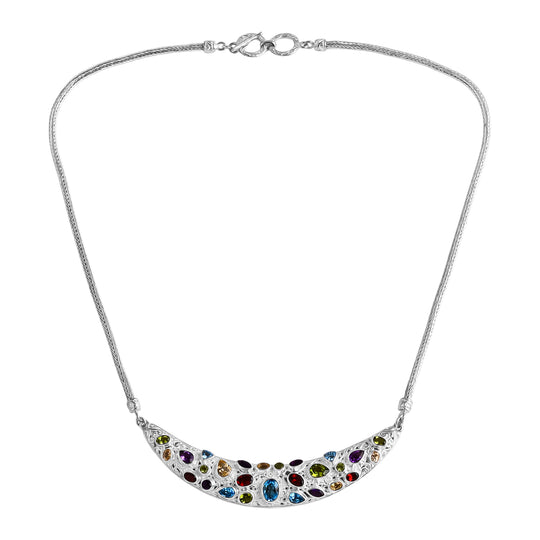 D'Joy Royal Bali Schweizer Blautopas, Peridot Halskette ca. 50 cm 925 Silber ca. 10.06 ct