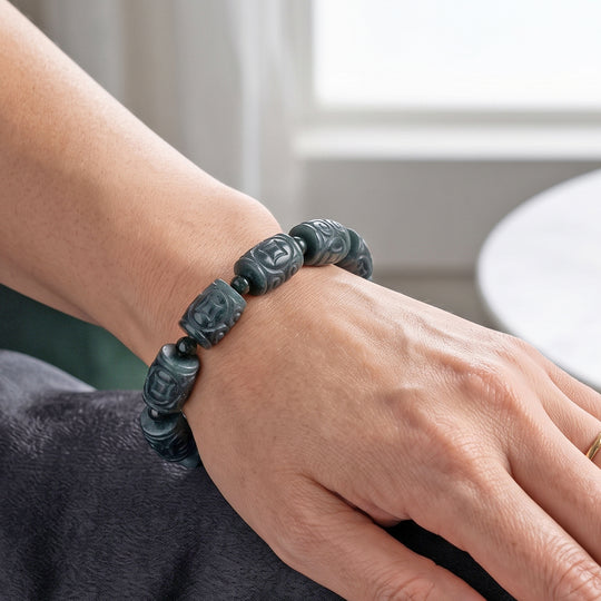 EXTREM SELTEN - Natürlicher Olmek Jadeit Armband, flexibel (ca. 18-19 cm), ca. 210.00 ct