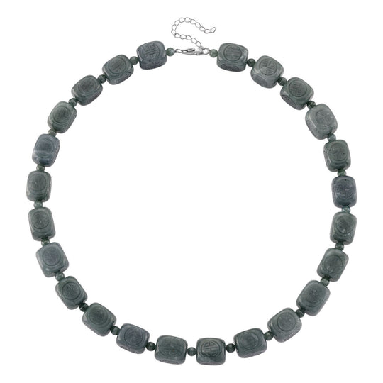 EXTREM SELTEN - D'Joy Natürlicher Olmek Jadeit Halskette, ca. 45 cm + 5 cm Extender, 925 Silber rhodiniert ca. 610.00 ct