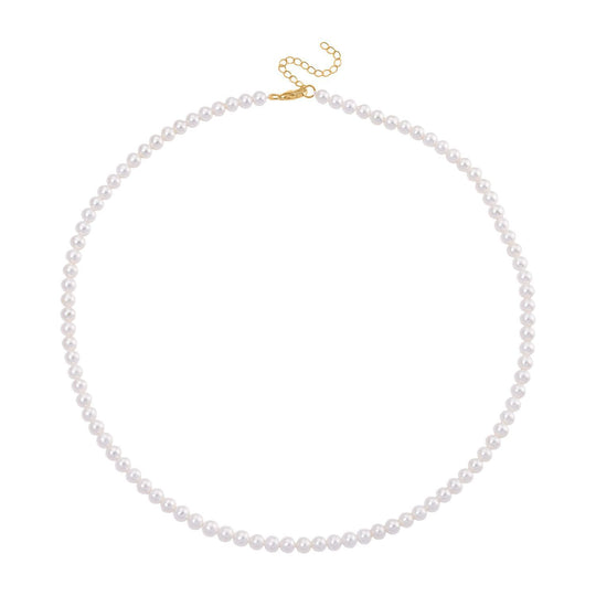 D'Joy AAA weiße Süßwasser Perle (8-9 mm) Halskette, 50cm, 925 Silber vergoldet