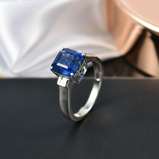 LUXURIANT AA Natürlicher Kaschmir-Kyanit, Lab Grown Diamant Ring 925 Silber rhodiniert (Größe 18.00) ca. 3.15 ct
