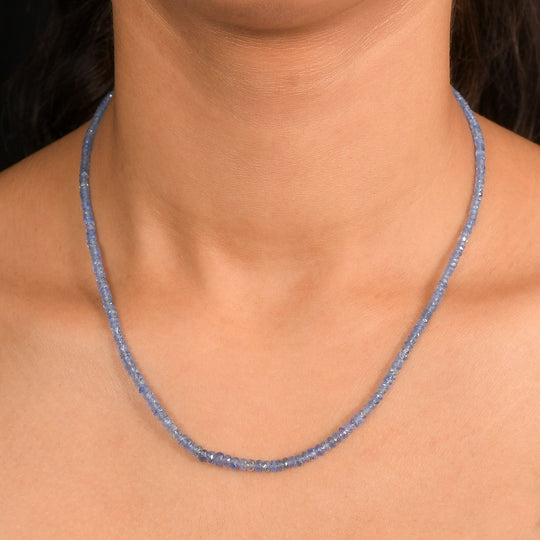 AA Ceylon-Saphir Halskette ca. 45 cm 925 Silber rhodiniert ca. 43,00 ct.