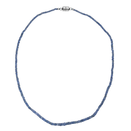 AA Ceylon-Saphir Halskette ca. 45 cm 925 Silber rhodiniert ca. 43,00 ct.
