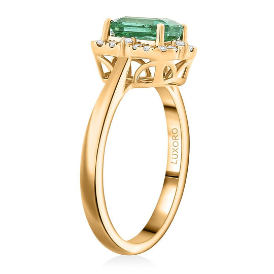 AAA Kagem Sambischer Smaragd, Weißer Diamant Ring, AGI zertifiziert und geprüft, 417 Gelbgold (Größe 18.00) (7-8 Werktage Lieferzeit) ca. 1.70 ct