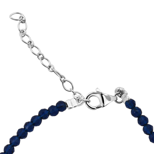 D'Joy Masoala Saphir (Fissure gefüllt) Armband ca. 19 cm mit 5 cm extender, 925 Silber rhodiniert ca. 5,69 ct.