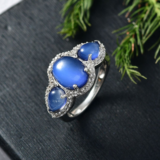 D'Joy Aurora Mondstein Ring 925 Silber rhodiniert (Größe 20.00) ca. 5,10 ct