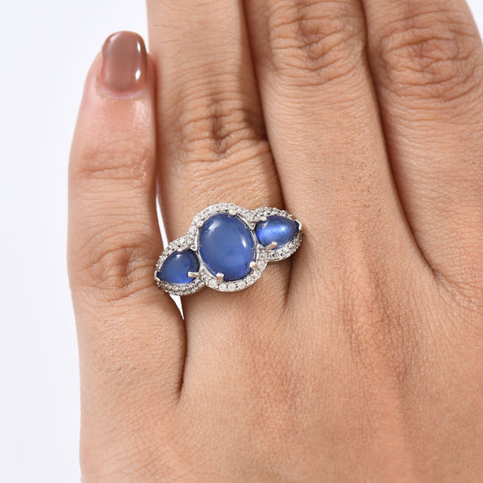 D'Joy Aurora Mondstein Ring 925 Silber rhodiniert (Größe 20.00) ca. 5,10 ct