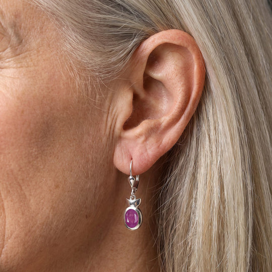 D'Joy Ilakaka Rosa Saphir (Fissure gefüllt) Ohrringe 925 Silber rhodiniert ca. 4,05 ct.