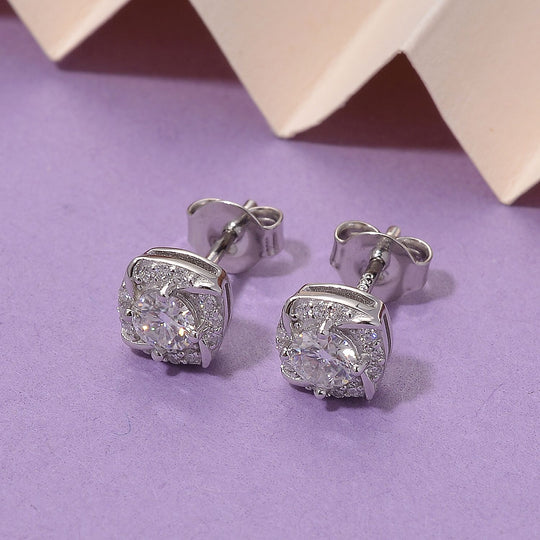 RADIANTA GRA zertifiziert Moissanit (D-VVS) Ohrringe 925 Silber rhodiniert ca. 0.72 ct