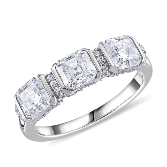 RADIANTA GRA zertifiziert Moissanit (D-VVS) Ring 925 Silber rhodiniert (Größe 20.00) ca. 2.06 ct
