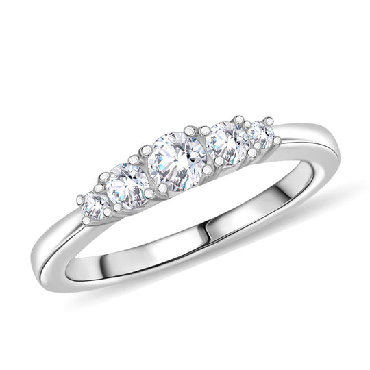 RADIANTA GRA zertifiziert Moissanit (D-VVS) Ring 925 Silber rhodiniert (Größe 17.00) ca. 0.49 ct