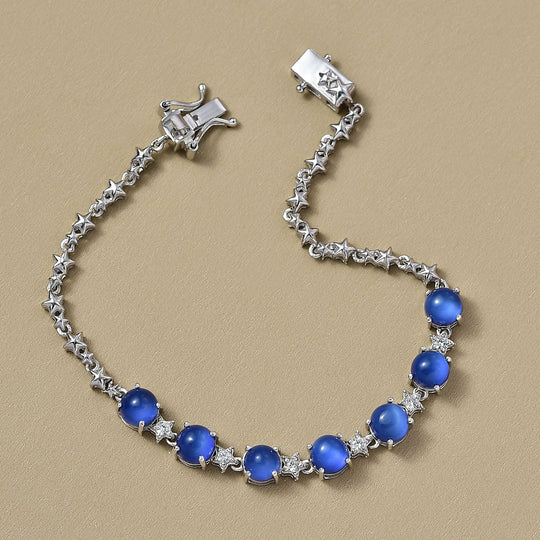D'Joy Aurora Mondstein, Weißer Zirkon Armband ca. 20 cm 925 Silber rhodiniert ca. 8,03 ct.